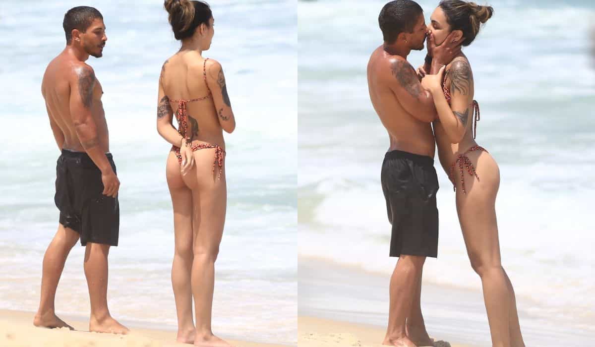 Douglas Sampaio é flagrado aos beijos com affair em praia do Rio