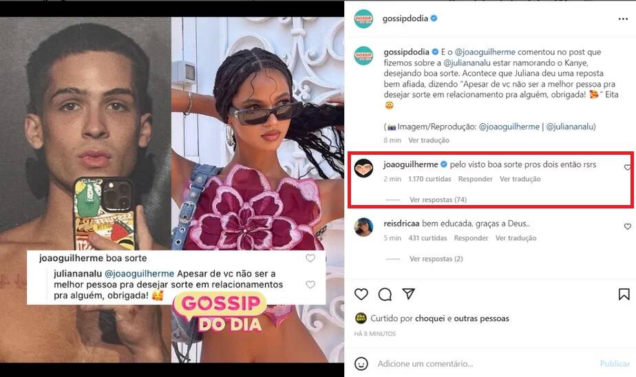 Nova namorada de Kanye West e João Guilherme trocam farpas na web (Foto: Reprodução/Instagram)