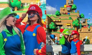 Anitta curte parque da Nintendo no Japão vestida de Mario