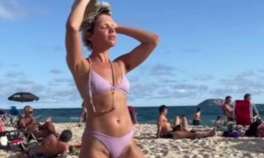 Bruna Linzmeyer curte dia de sol na praia: 'sustenta a pose'