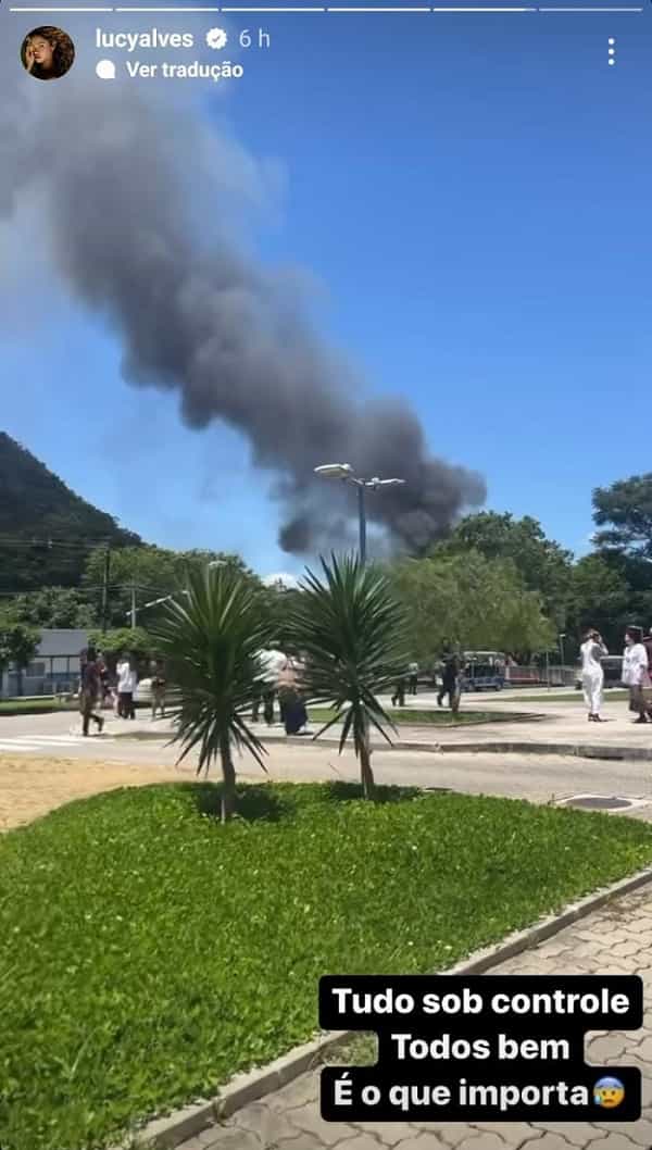 Lucy Alves mostra incêndio nos Estúdios Globo: 'que loucura' (Foto: Reprodução/Instagram)