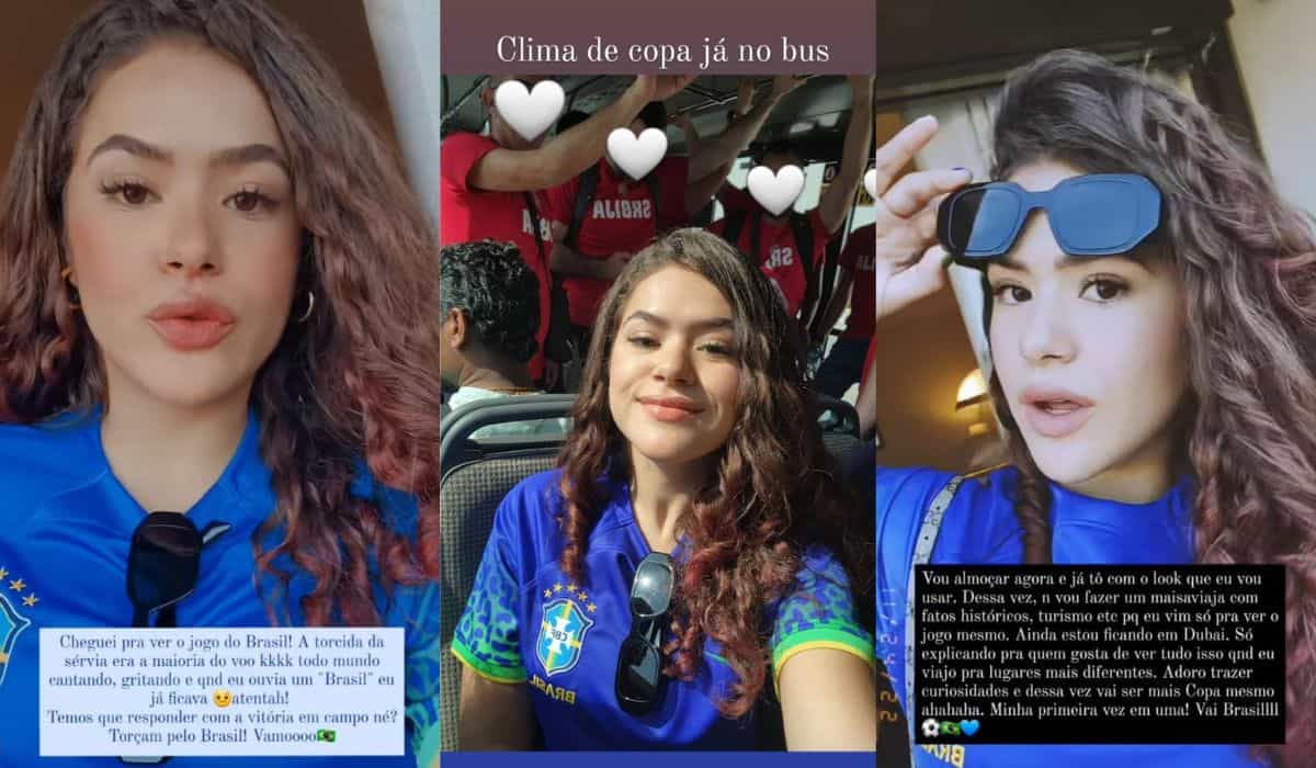 No Catar, Maisa posa com a camisa da seleção: 'clima de Copa' (Foto: Reprodução/Instagram)