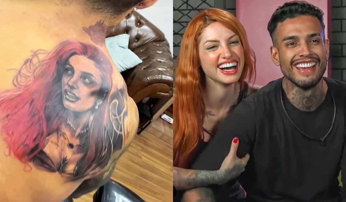 Após término, Matheus Sampaio tatua rosto da ex, Brenda Paixão