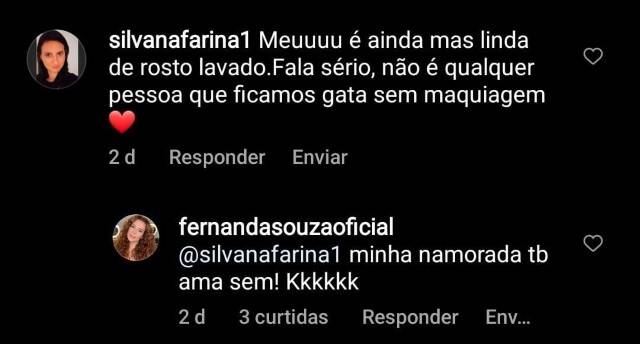 Fernanda Souza surge sem 'make' e revela: 'minha namorada ama' (Foto: Reprodução/Instagram)