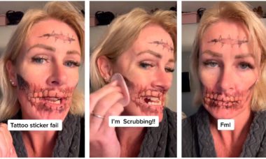 VÍDEO: Mulher entra em pânico por não conseguir tirar tatuagem de Halloween do rosto