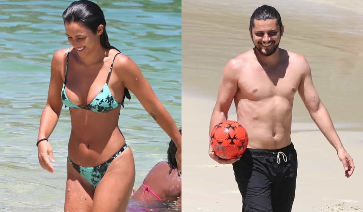 Bruno Gissoni e Yanna Lavigne curtem dia de sol em praia do RJ