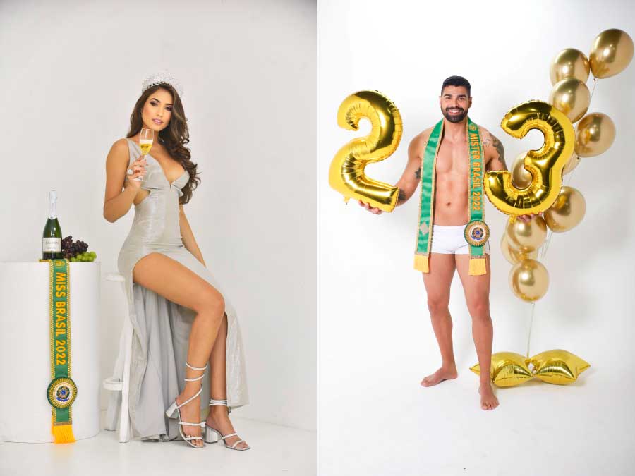 Miss e Mister Brasil, Tatiana Bertoncini e Paulo Roberto comemoram a chegada de 2023