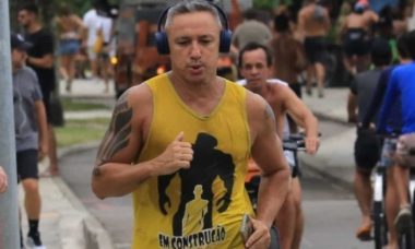 Paulo Nunes exibe boa forma ao correr pela Barra da Tijuca