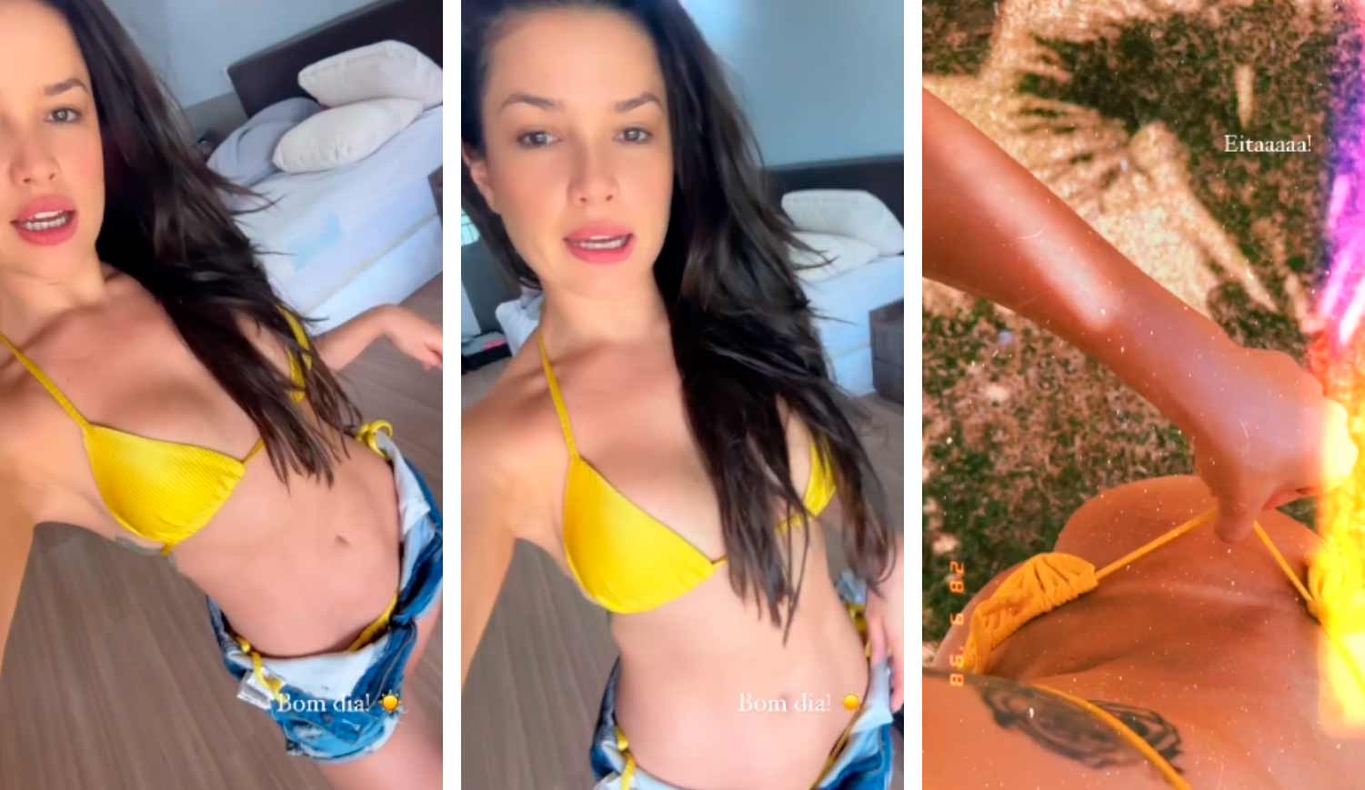 VÍDEO: Juliette baixa calcinha de biquíni amarelo e mostra marquina de sol. Foto: Reprodução Instagram