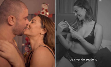 VÍDEO: De lingerie, Paolla Oliveira troca beijos e carinhos com Diogo Nogueira