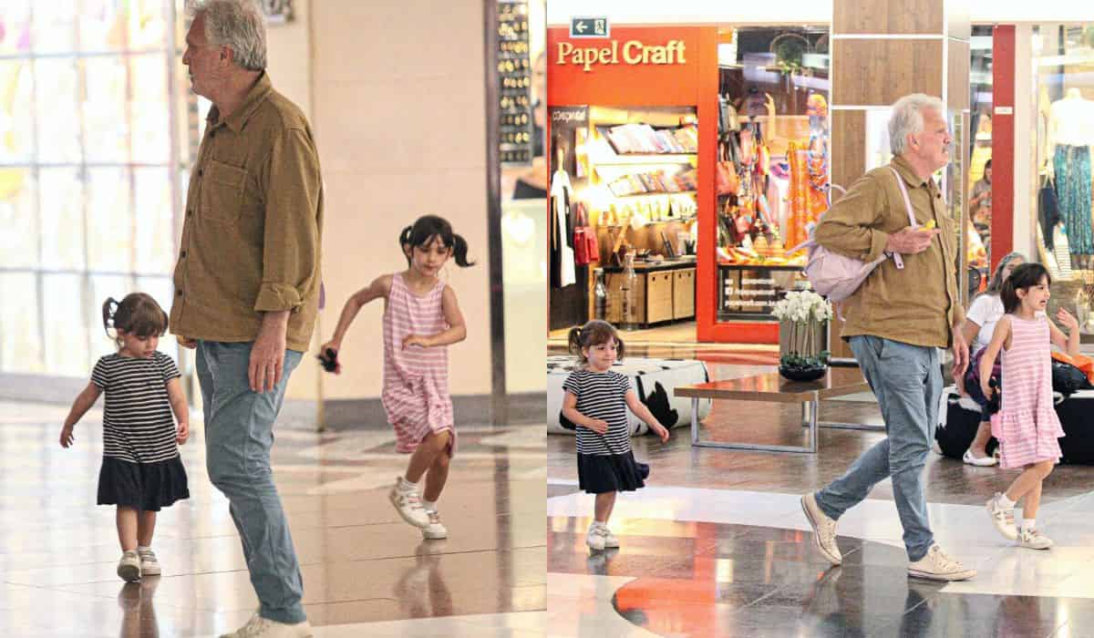 Pedro Bial curte passeio em shopping do RJ com filhas mais novas