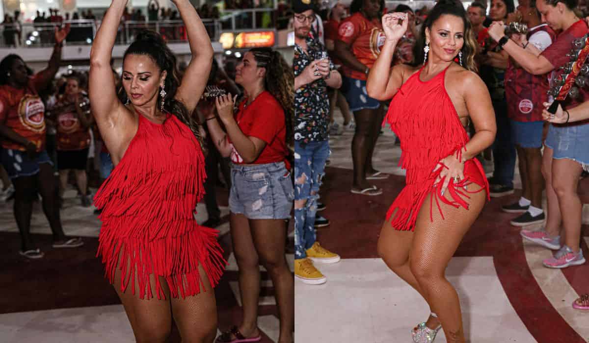 Rainha! Vivi Araujo cai no samba em ensaio para o Carnaval 2023