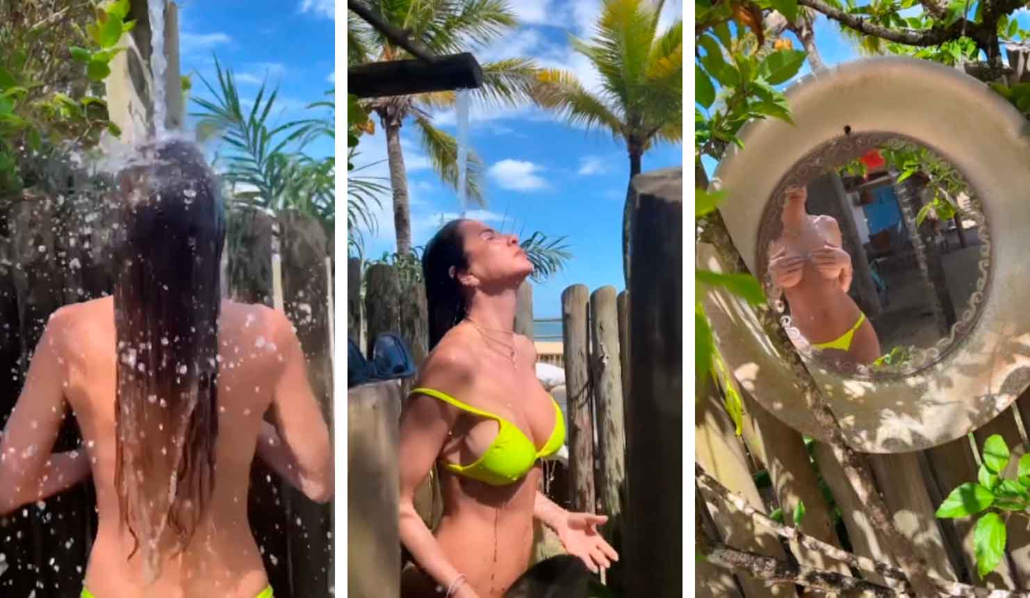 VÍDEO: Luciana Gimenez toma ducha na praia de topless. Foto: Reprodução Instagram