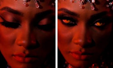 VÍDEO: Erika Januza usa lente de contato arrepiante em fantasia ousada