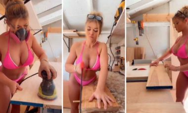 VÍDEO: Carpinteira que trabalha de biquíni faz sucesso nas redes