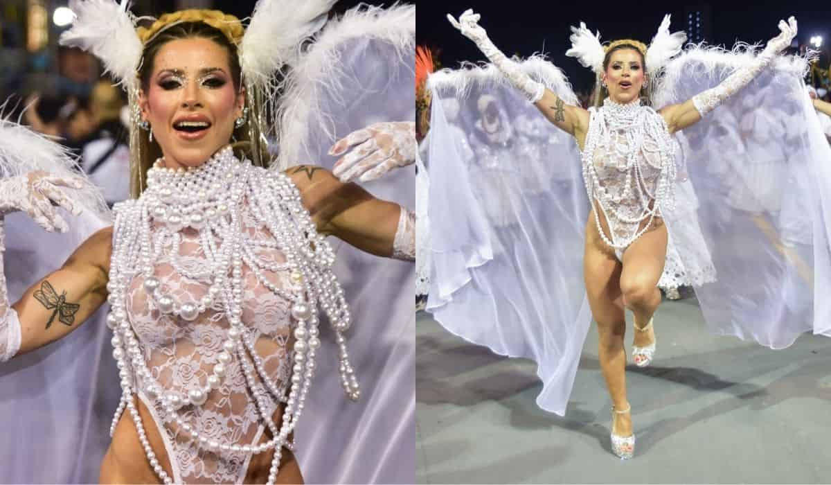 Ana Paula Minerato cai no samba com body fio-dental cavadíssimo