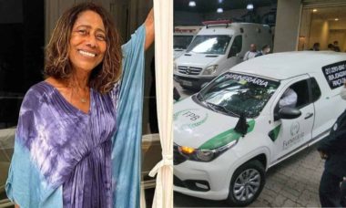 Carro levando corpo de Glória Maria deixa hospital no RJ
