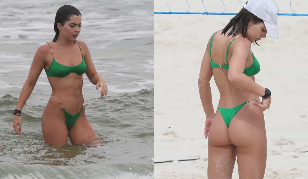 Jade Picon dá 'ajeitada' em biquíni ao curtir praia do Rio de Janeiro