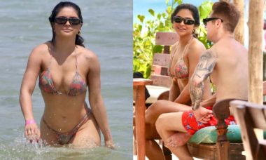 Mileide Mihaile é flagrada com novo namorado ao curtir praia no RJ
