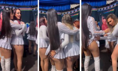 Vídeo: Dançarinas levantam vestido de Juliana Caetano nos bastidores de show