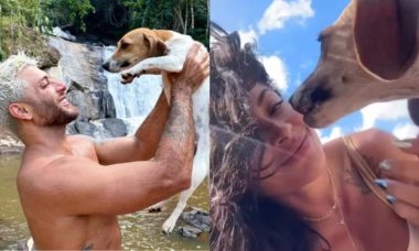 Aline Campos e Jesus Luz adotam cão após reatarem o namoro