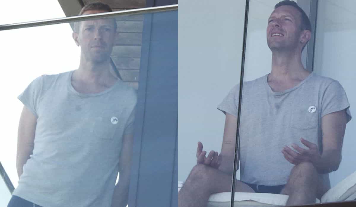 Chris Martin, vocalista do Coldplay, é flagrado na varanda do hotel
