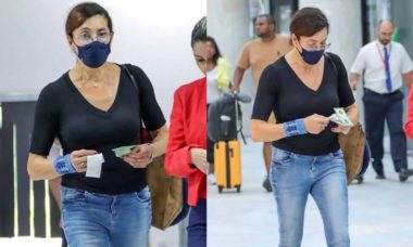 Christiane Torloni é flagrada desembarcando em aeroporto do RJ