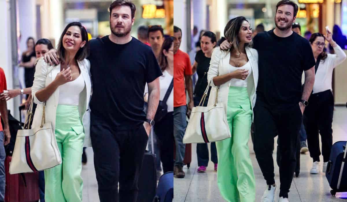 Maíra Cardi e Thiago Nigro, o Primo Rico, são flagrados em aeroporto do RJ