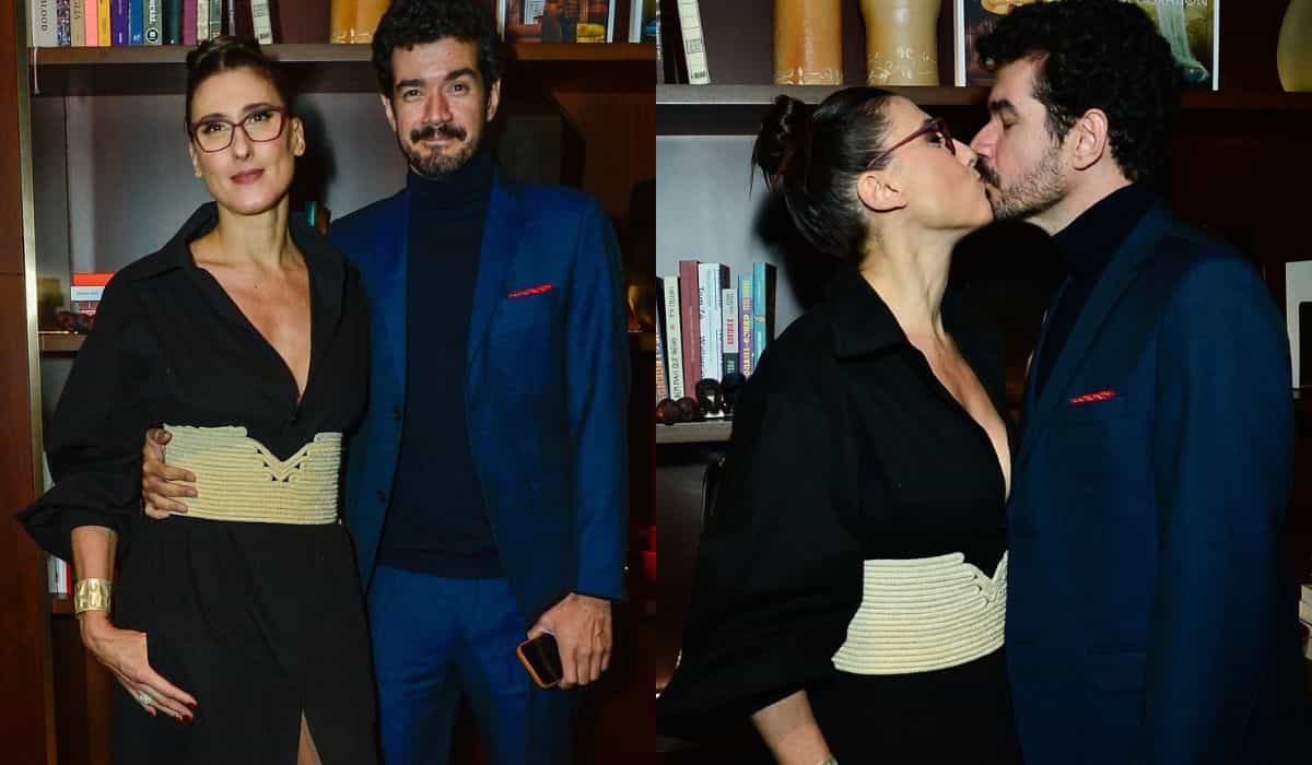 Paola Carosella troca beijos com o namorado em jantar solidário em SP