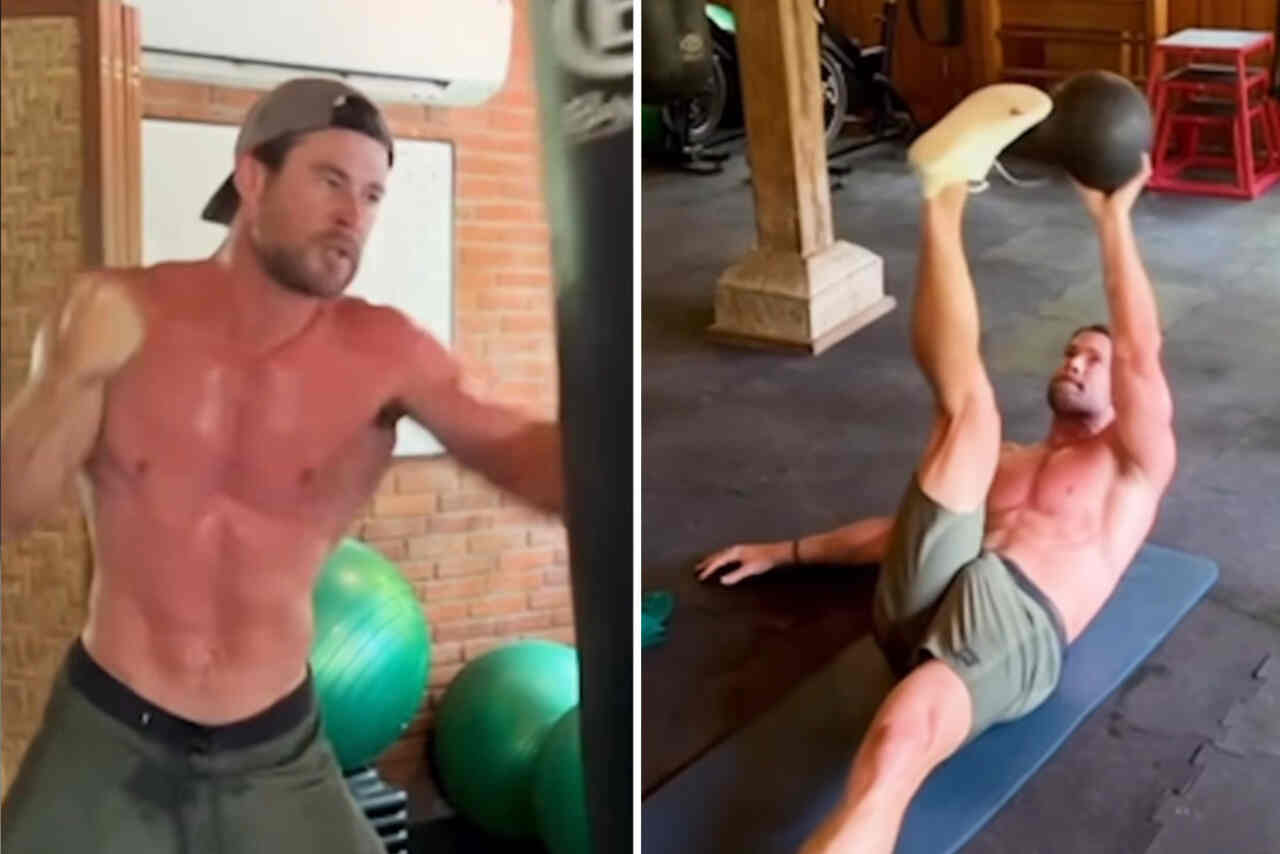 Chris Hemsworth, astro de 'Thor', posta vídeo treinando e volume chama a atenção