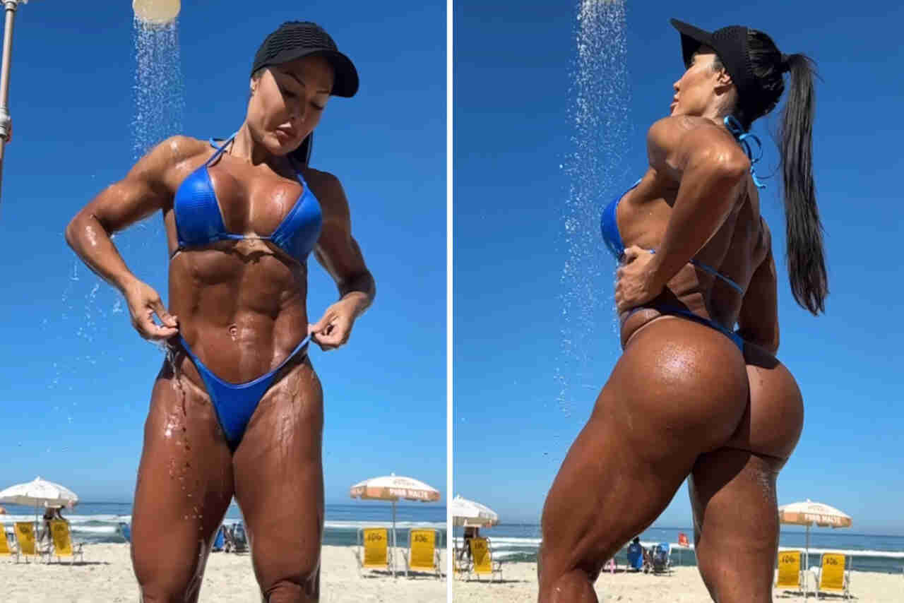 VÍDEO: Gracyanne Barbosa exibe bumbum em ducha na praia: "Estupenda"
