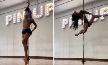 Aline Campos faz pole dance e deixa fãs babando: "Persistência e dedicação"