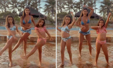 Deborah Secco faz dancinha com a filha em parque aquático de Fortaleza