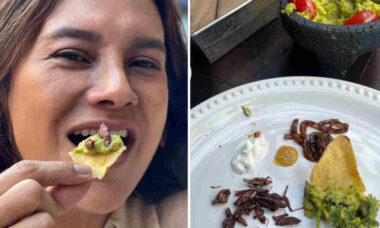 No México, Dira Paes prova iguaria e surpreende fãs: "Besouro frito"