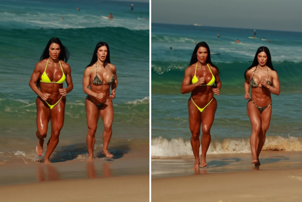 Gracyanne Barbosa e Eva Andressa correm na praia: "Sereias"
