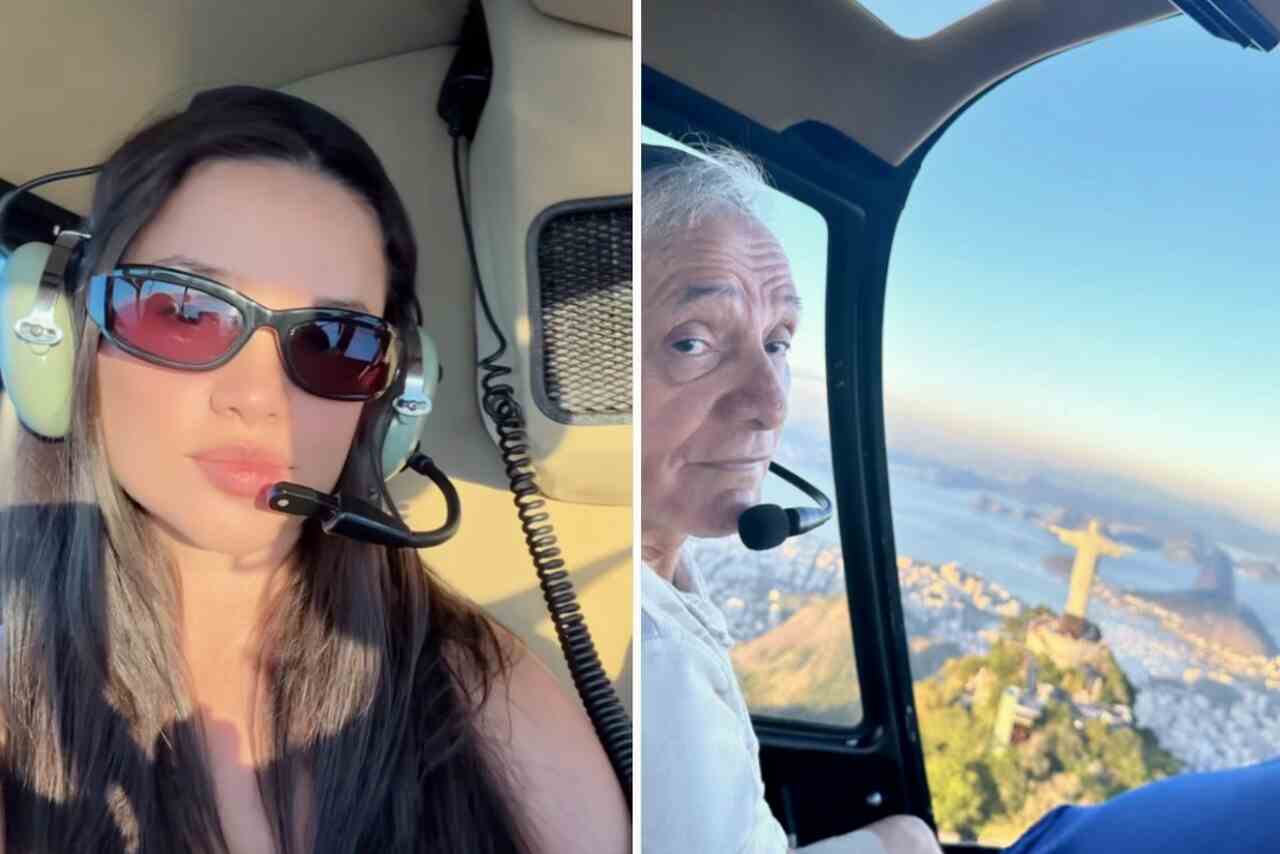 Juliette leva pai para passeio de helicóptero pelo Rio de Janeiro