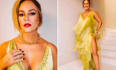 Paolla Oliveira posa com vestido de R$ 4 mil para final da 'Dança dos Famosos'