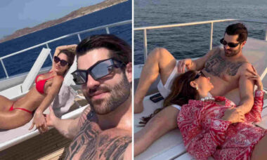 Na Grécia, Alok e Romana Novais surgem em clima de romance durante passeio de barco