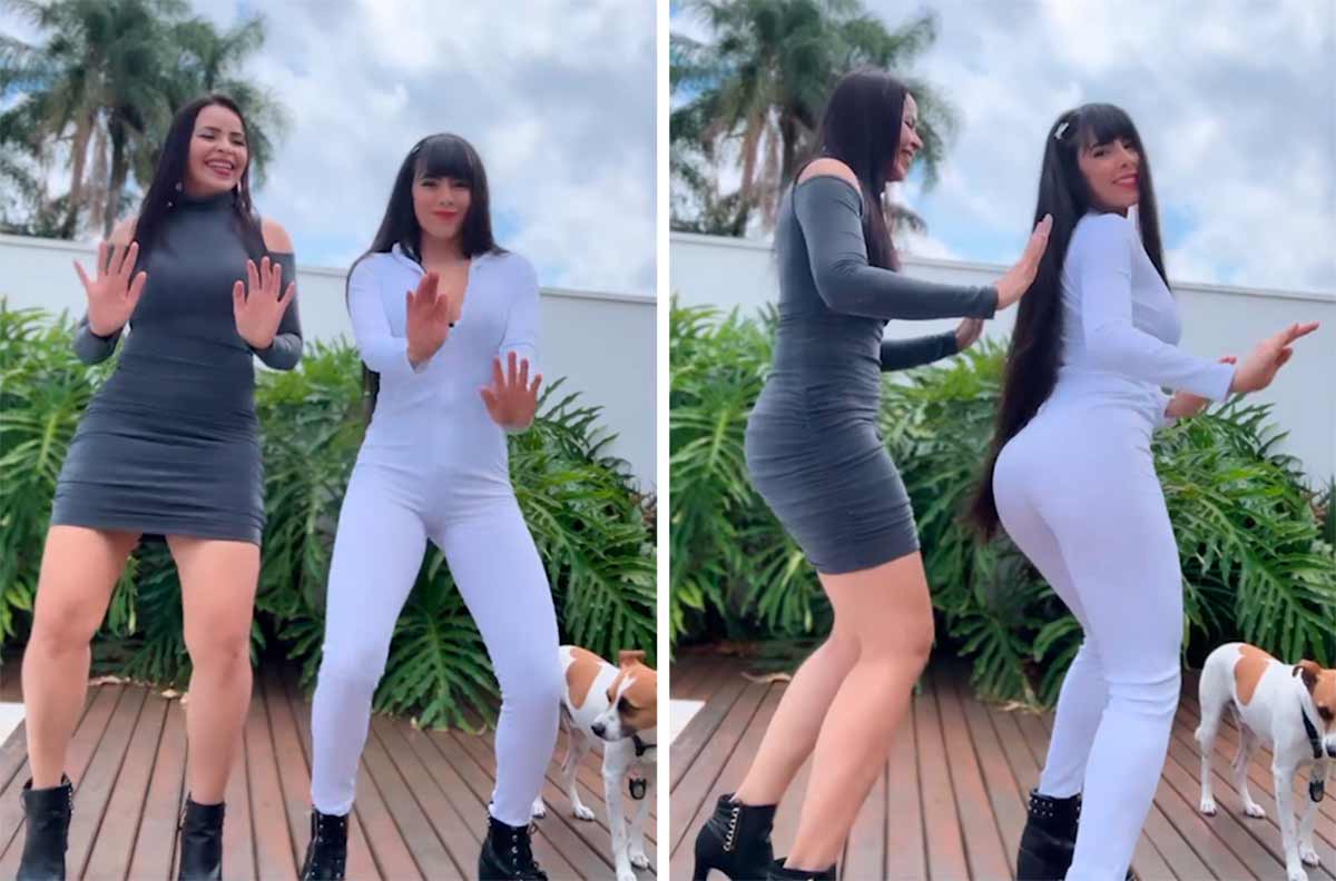 Vídeo: Juliana Caetano e Nadila da Banda Djavu fazem sucesso com dancinha no Instagram. Fotos e Vídeo: Reprodução Instagram @julianabondecasa
