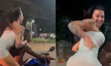 Vídeo: Cantora gera polêmica ao ser filmada em uma moto, sem capacete e em posição arriscada