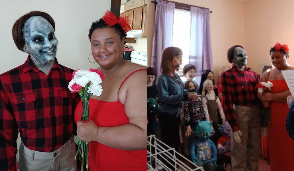 Cerimônia peculiar: mulher casada com boneca zumbi se casa novamente com 'alienígena'