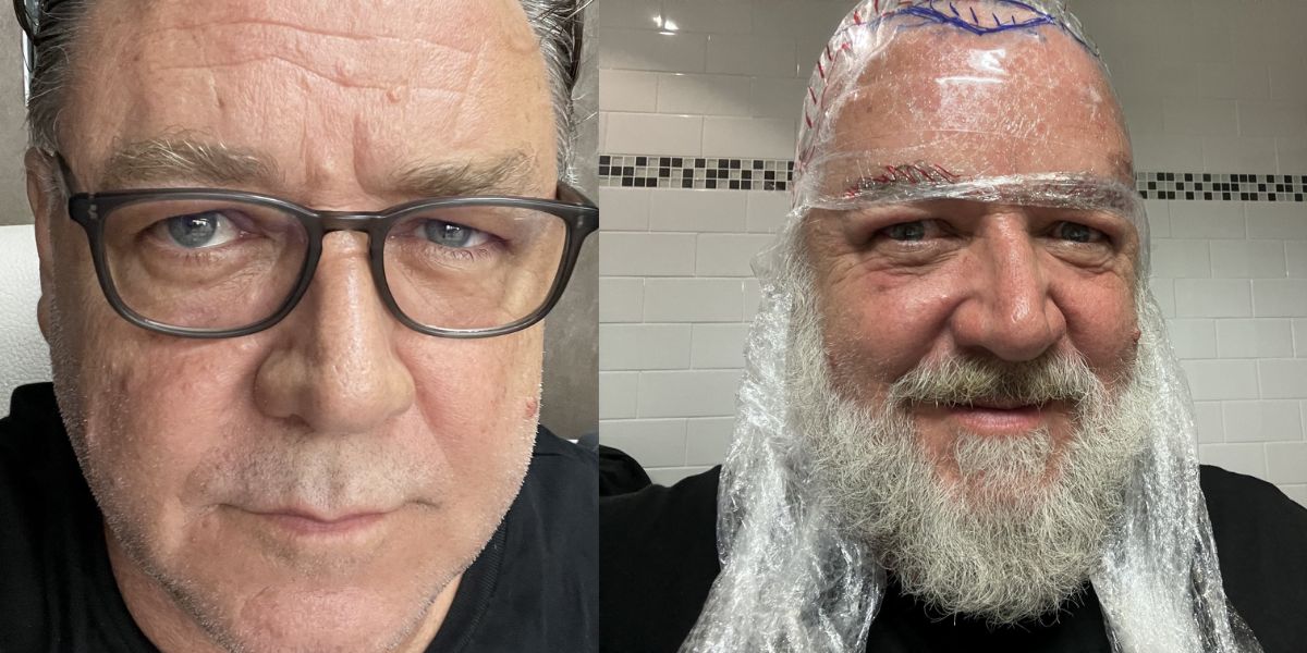 Russell Crowe faz a barba pela primeira vez desde 2019 e choca fãs