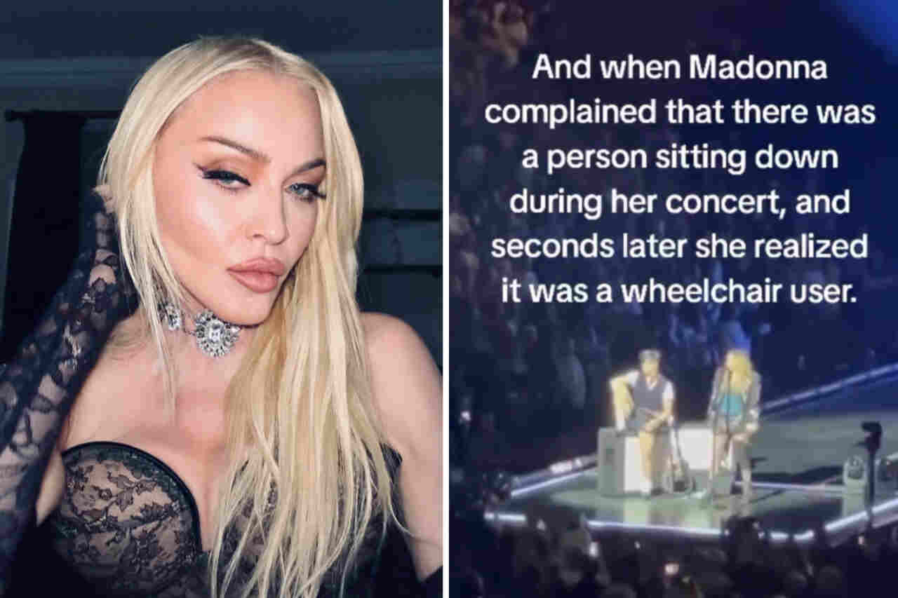 Video: Madonna valittaa fanista, joka istuu konsertissaan, ennen kuin hän huomaa, että henkilö istuu pyörätuolissa