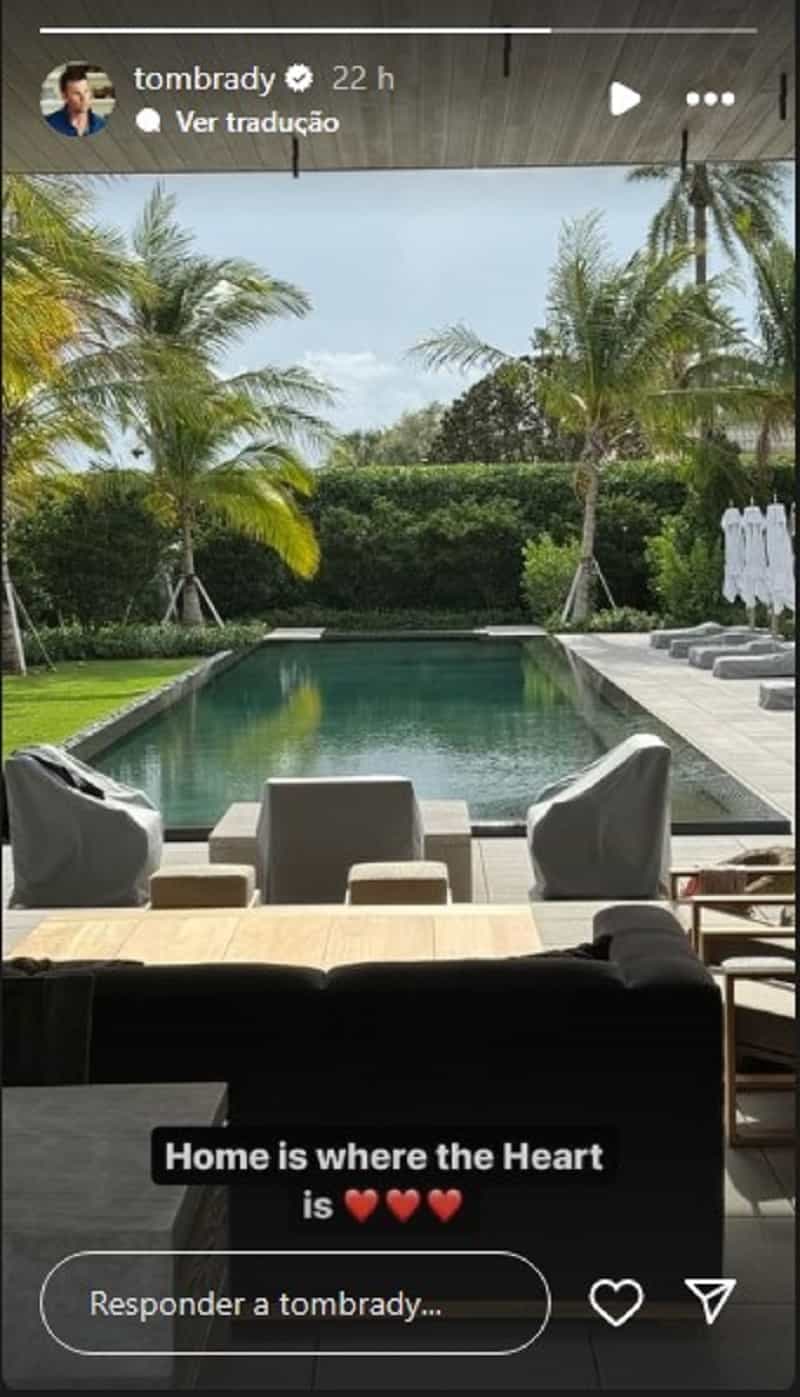 Tom Brady viser sitt luksuriøse basseng i sitt 17 millioner dollar hjem i Miami (Instagram / @tombrady)