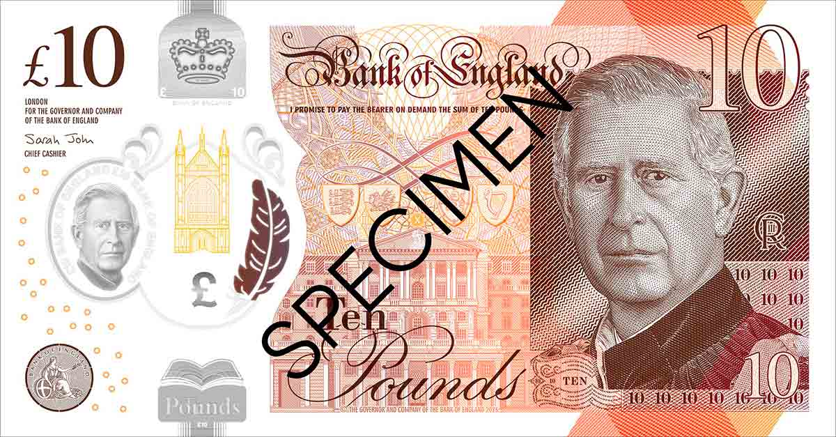 tutustu uusiin 5, 10, 20 ja 50 punnan seteleihin, joissa on kuningas charlesin kasvot