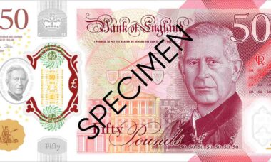 Conheça as novas notas de £5, £10, £20 e £50, com o rosto de Rei Charles . Fotos: Flickr / bankofengland