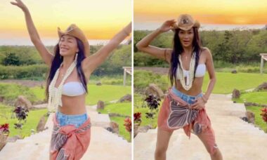 Laulaja Nicole Scherzinger tanssii Beyoncén hittikappaleen tahtiin Havaijilla. Kuva: Instagramin uudelleenjulkaisu