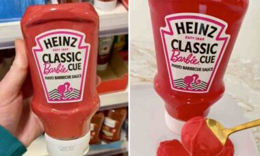 Heinz jakaa internetin käyttäjät julkaisemalla Barbiesta vaaleanpunaisen kastikkeen. Kuva: Instagramin TikTokin toisto