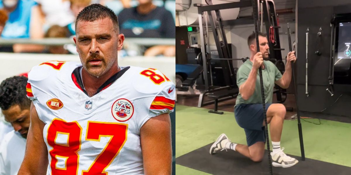 La star de la NFL Travis Kelce expose sa forme physique dans une routine d'entraînement partagée en vidéo par l'entraîneur Laurence Justin Ng.