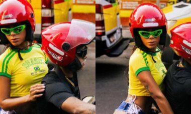 Anitta faz passeio de moto no Brasil com shorts que quase mostra demais